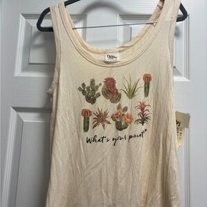 Daisy Women's Cream Tank Top with Cactus Print